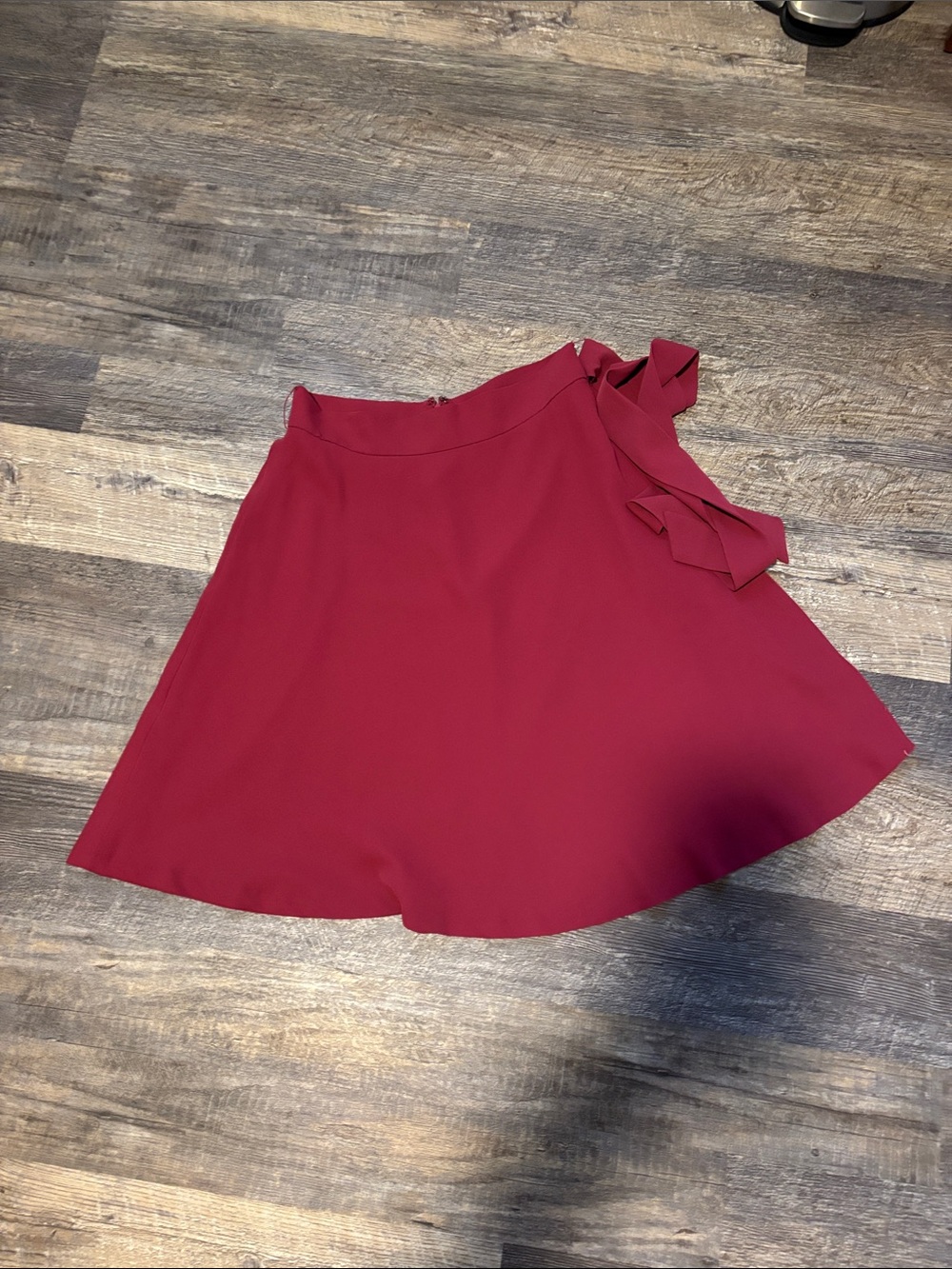 Ann Taylor Wine-Red Circle Skirt with Side Tie